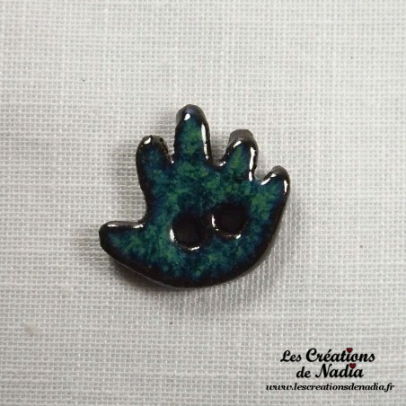 Bouton petite main droite vert émeraude en céramique Bouton petite main droite vert émeraude en céramique
