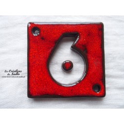 Plaque numéro maison rouge pomme d'amour en céramique