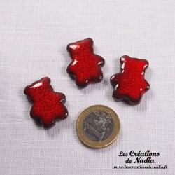 Sujet ourson rouge piment en céramique