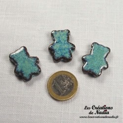 Sujet ourson turquoise en céramique