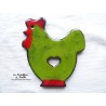 Dessous de plat poule en poterie couleur vert reinette