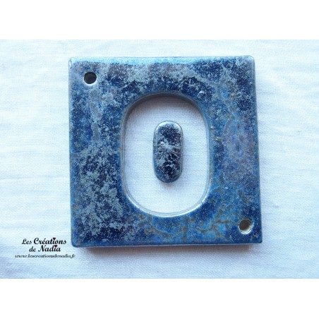 Plaque numéro de maison en céramique, couleur bleu gris métal