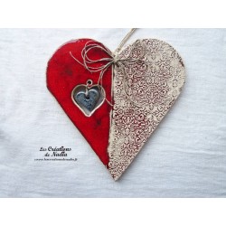 Coeur Hansi en céramique couleur rot und wiss