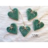Coeur Katele en céramique, couleur vert bouteille, à accrocher