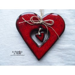 Coeur en céramique Liesel couleur rouge pomme d'amour, à accrocher