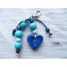 Grigri bijoux de sac ou porte clef coeur bleu