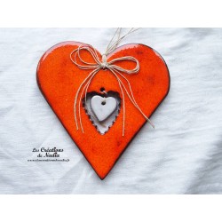 Coeur en céramique orange