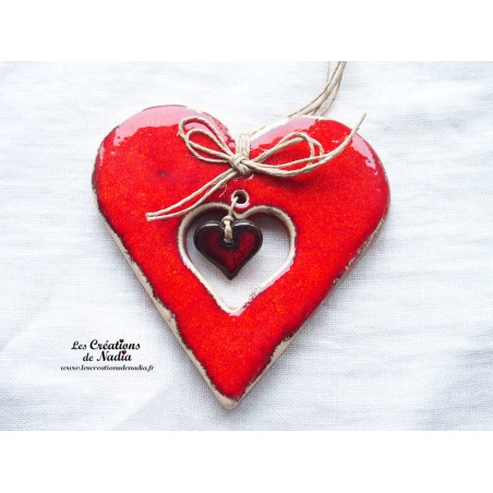 Coeur en faïence couleur rot und wiss Coeur en faïence couleur rot und wiss