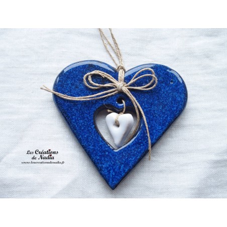 Coeur en faïence couleur bleu nuit Coeur en faïence couleur bleu nuit