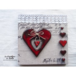 Tableau coeur Liesel en céramique rouge pomme d'amour