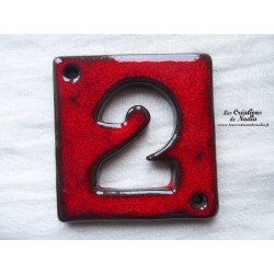 Plaque numéro maison rouge pomme d'amour en céramique