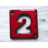 Plaque numéro maison rouge pomme d'amour en céramique