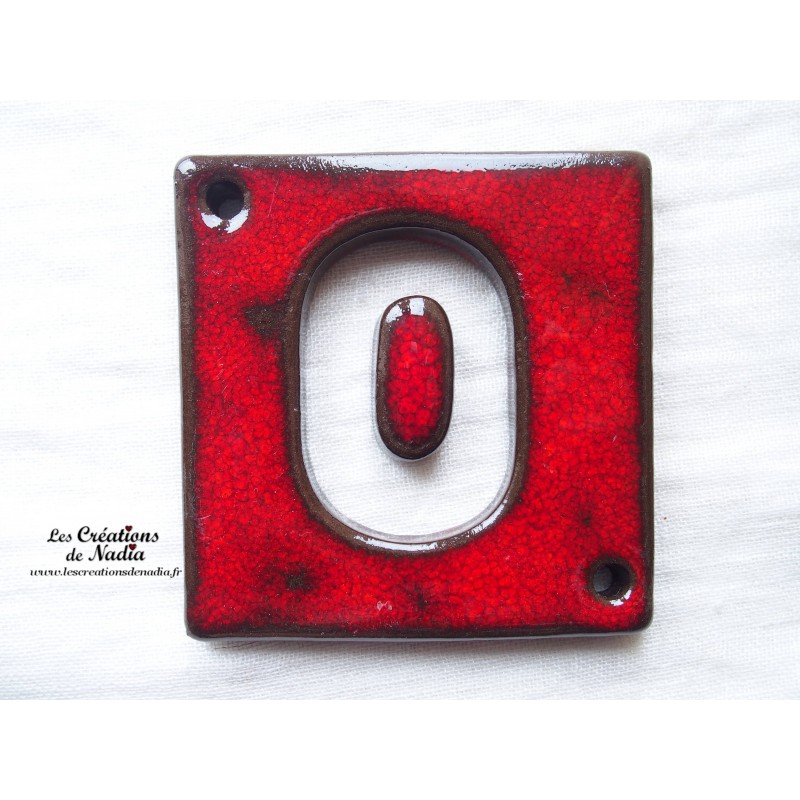 Plaque numéro maison rouge pomme d'amour en céramique