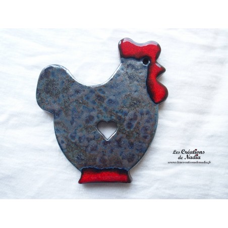 Dessous de plat poule grise en poterie Dessous de plat poule grise en poterie