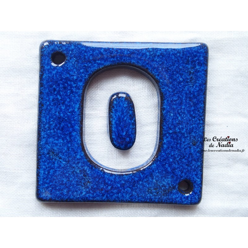 Plaque numéro maison bleu nuit en céramique
