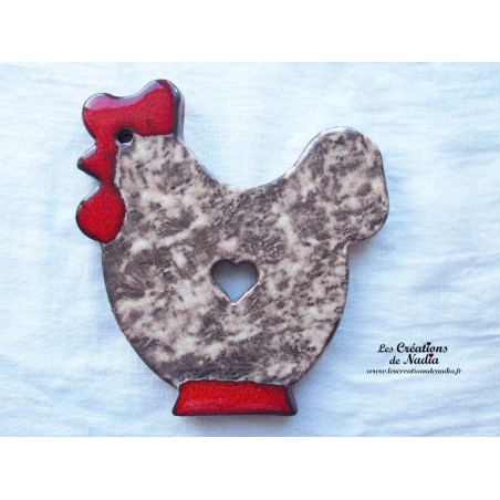 Dessous de plat poule en poterie couleur crème brûlée Dessous de plat poule en poterie couleur crème brûlée
