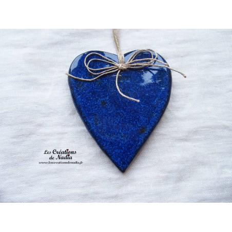 Coeur Lina en céramique, à suspendre, couleur bleu nuit Coeur Lina en céramique, à suspendre, couleur bleu nuit