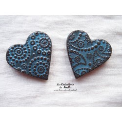 Magnet coeur couleur bleu canard impressions cachemire
