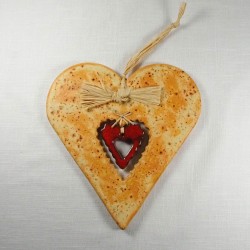Coeur Hansi pain d'épice en poterie, à suspendre