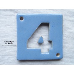 Plaque numéro maison bleu calcédoine en céramique