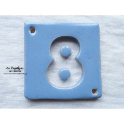 Plaque numéro maison bleu calcédoine en céramique