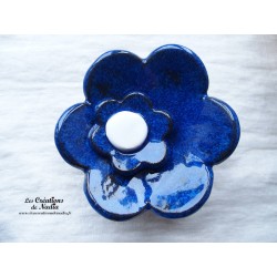 Fleur en céramique poppie pour les jardins, taille XL, couleur bleu nuit