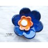 Fleur en céramique poppie pour les jardins, taille XL, couleur bleu nuit et orange