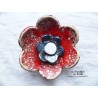 Fleur en céramique poppie pour les jardins, taille XL, couleur rot und wiss et gris métal