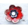 Fleur en céramique poppie pour les jardins, taille XL, couleur rot und wiss et gris métal