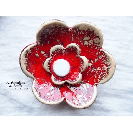 Fleur en céramique poppie pour les jardins, taille XL, couleur rot und wiss Fleur en céramique poppie pour les jardins, taille XL, couleur rot und wiss