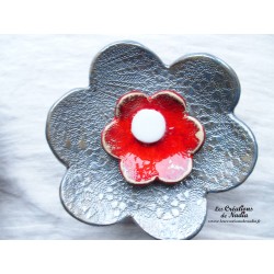 Fleur en céramique poppies taille XXL, couleur bleu gauloise et rot und wiss