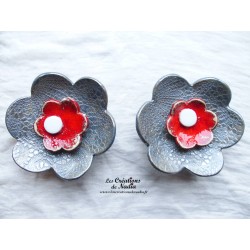 Fleur en céramique poppies taille XXL, couleur bleu gauloise et rot und wiss
