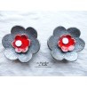 Fleur en céramique poppies taille XXL, couleur bleu gauloise et rot und wiss