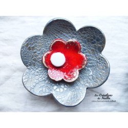 Fleur en céramique poppies taille XXL, couleur bleu gauloise et rot und wiss