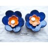Fleur en céramique poppies taille XXL, couleur bleu nuit et orange