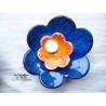 Fleur en céramique poppies taille XXL, couleur bleu nuit et orange
