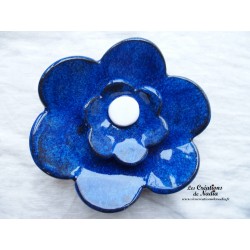 Fleur en céramique poppies taille XXL, couleur bleu nuit