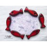 Lot de 6  sardines en céramique porte couteau couleur rouge pomme d'amour