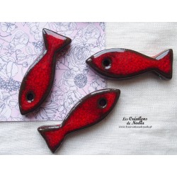 Lot de 6  sardines en céramique porte couteau couleur rouge pomme d'amour