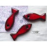 Lot de 6  sardines en céramique porte couteau couleur rouge pomme d'amour