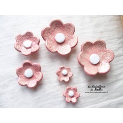 Poppies fleurs en céramique pour les jardinières, série de trois fleurs rose