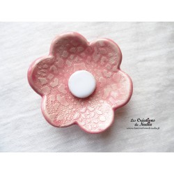 Poppies fleur en céramique pour les jardinières, grand modèle, couleur rose et blanc