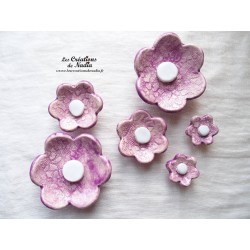 Poppies fleurs en céramique pour les jardinières, série de trois fleurs couleur lilas et blanc