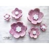 Poppies fleurs en céramique pour les jardinières, série de trois fleurs couleur lilas et blanc