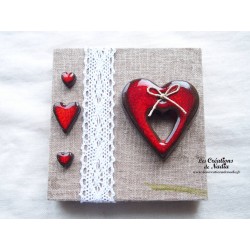 Tableau coeurs Katela rouge en céramique
