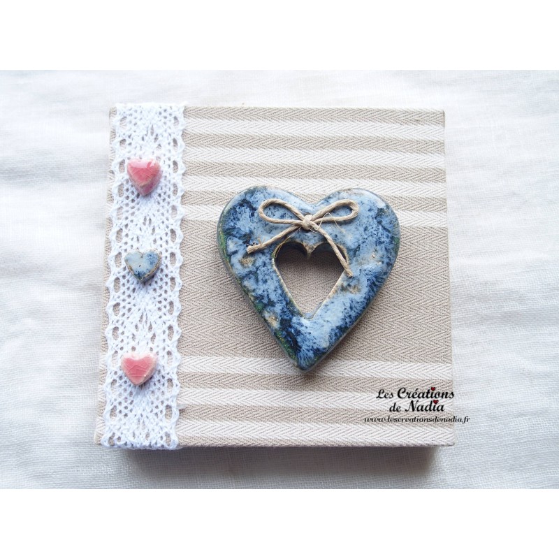 Tableau coeur Katel bleu en céramique