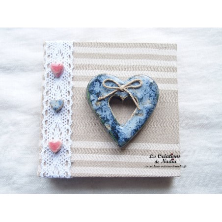 Tableau coeur Katel bleu en céramique Tableau coeur Katel bleu en céramique