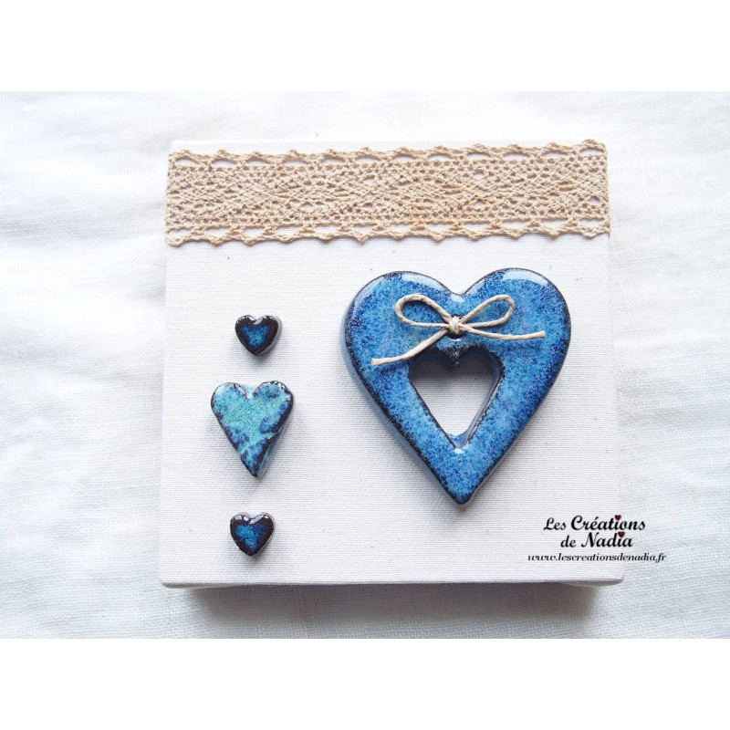 Tableau coeur Kateka bleu en céramique