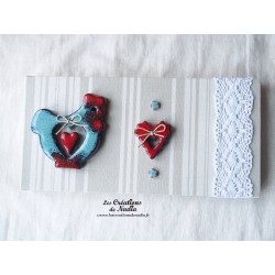 Tableau rectangulaire avec poule bleu en céramique
