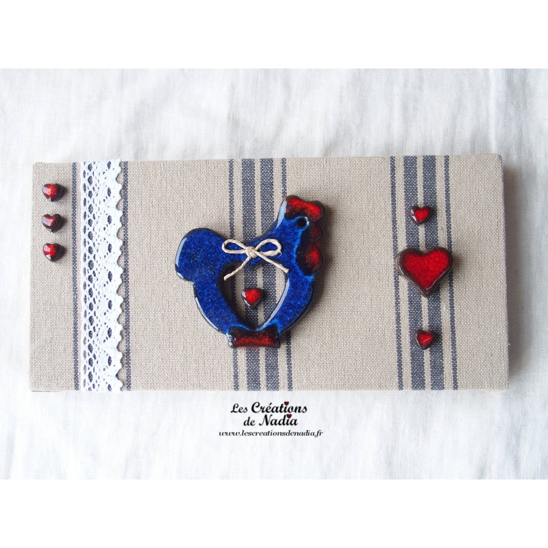 Tableau Poulette bleu nuit en céramique